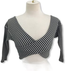 Urban Outfitters Kimchi Blue Black Stripe Crop Top